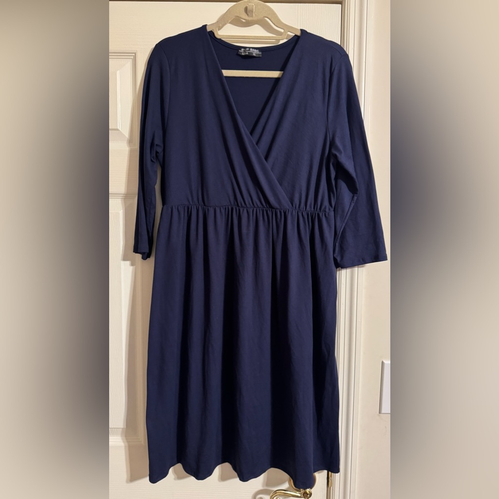 Navy Wrap Bodice Dress